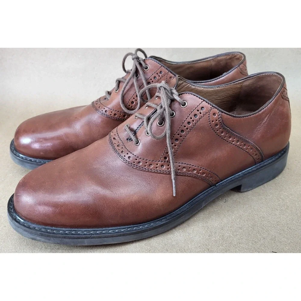 Johnston & Murphy Dress Shoes Mens 11.5 M Oxford Brogue Brown Leather 20-1258
